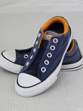 Converse Chuck Taylor All Star Slip-On Sneakers | Navy Blue / Orange | Kid’s 13